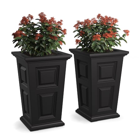 Mayne Wyndham 24in Tall Planter - Black 2-Pack 7829-B